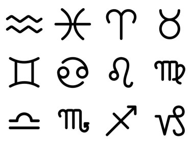 Burç işaretleri, astroloji, vektör ikonu seti. Vektör illüstrasyonu