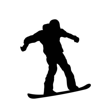 Snowboder silueti - basit vektör çizimi. 