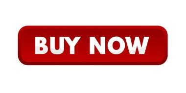 Şimdi satın al, kırmızı dikdörtgen 3D düğmesi - vektör illüstrasyonu 