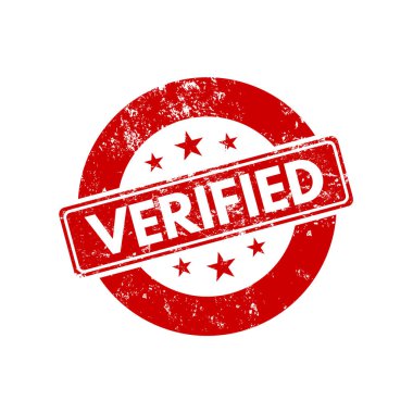 Doğrulandı - kırmızı kauçuk damga - vektör illüstrasyonu