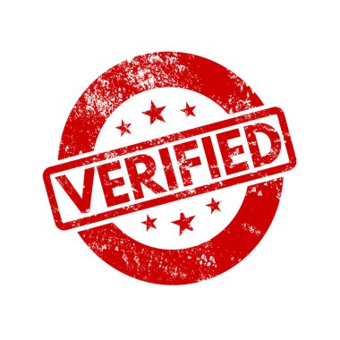 Doğrulandı - kırmızı kauçuk damga - vektör illüstrasyonu