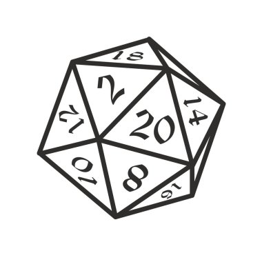 d20 zar, zar rpg - Vektör illüstrasyonu