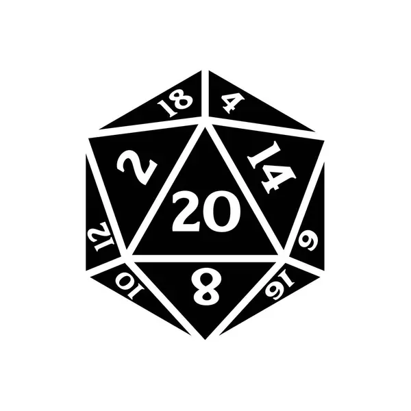 d20 zar, zar rpg - Vektör illüstrasyonu