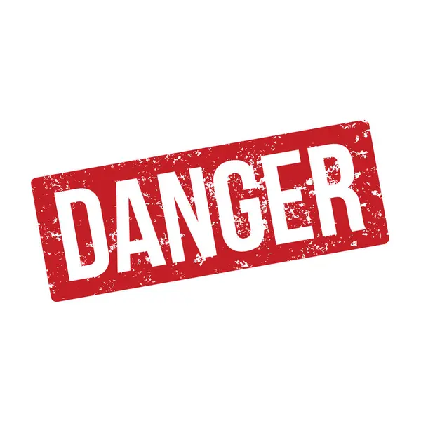 Tehlike - kırmızı kauçuk damga - vektör illüstrasyonu . 