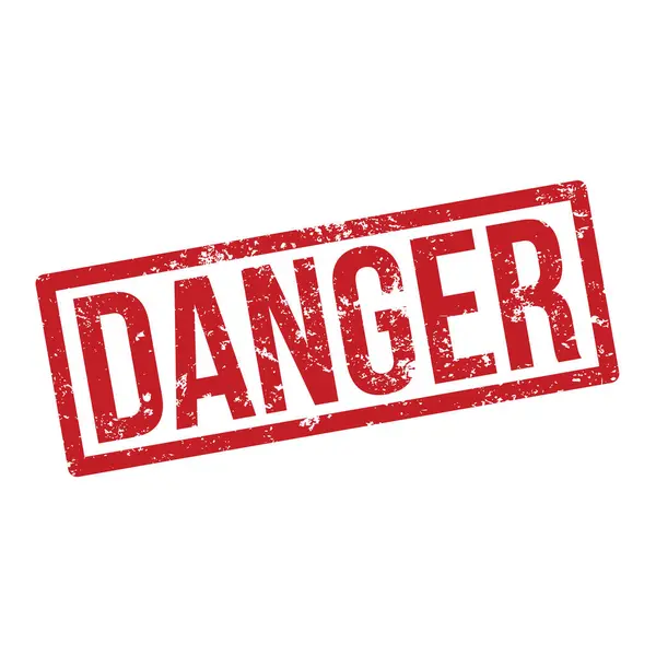 Tehlike - kırmızı kauçuk damga - vektör illüstrasyonu . 