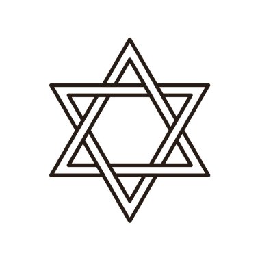 Davud 'un Yıldızı, Yahudiliğin sembolü, İsrail. Vektör illüstrasyonu