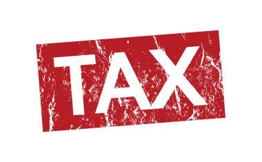 Vergi - grunge etkisi olan kırmızı kauçuk damga. Vektör illüstrasyonu