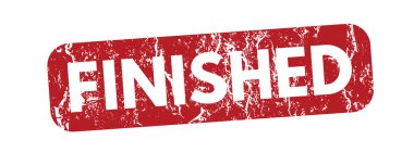 Tamamlanmış - grunge etkisi olan kırmızı kauçuk damga. Vektör illüstrasyonu