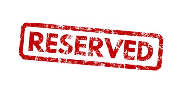 Rezervasyon - grunge etkisi olan kırmızı kauçuk damga. Vektör illüstrasyonu