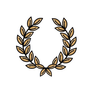 Defne çelengi, eski usul elle boyanmış. Vektör illüstrasyonu