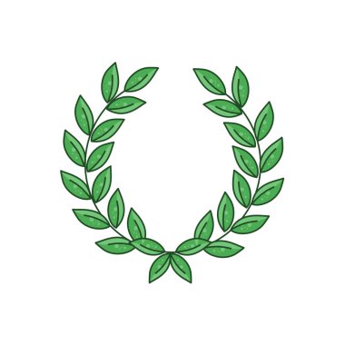 Defne çelengi, eski usul elle boyanmış. Vektör illüstrasyonu