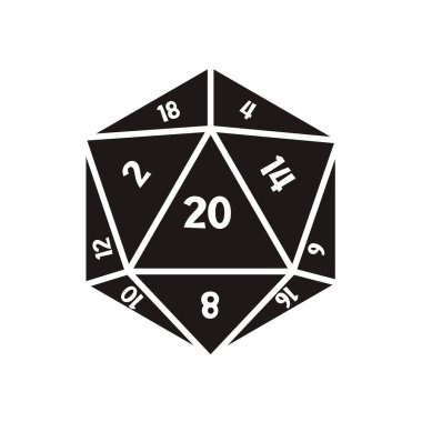 Doğal 20, D20 zarları, Rpg zarları - vektör çizimi. Vektör illüstrasyonu