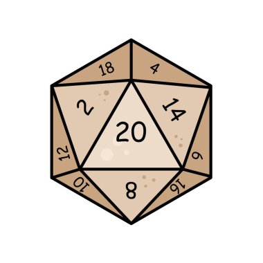 Doğal 20, D20 zarları, Rpg zarları - vektör çizimi. Vektör illüstrasyonu