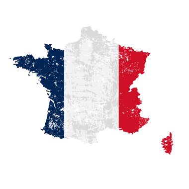 Harita-vektör resimli Fransa bayrağı. Vektör illüstrasyonu