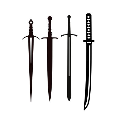 kılıç silueti - basit vektör illüstrasyonunun kümesi .