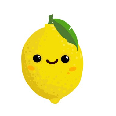 Şirin kawaii limon çizgi filmi. Vektör illüstrasyonu