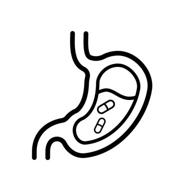 Midede tabletler var. Vektör illüstrasyonu