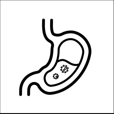 Viral enfeksiyon belirtileri gösteren bir mide simgesi