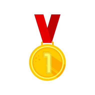 Altın madalya, zafer, ödül - vektör illüstrasyonu.