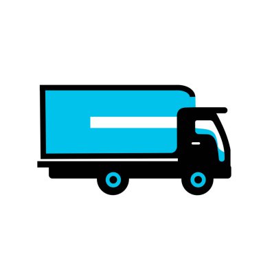 Nakliye kamyonu simgesi düz stil van vektör görüntüsü. Vektör illüstrasyonu