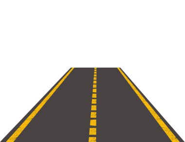 Yol asfaltı, sokak, perspektifte otoyol - izole edilmiş, element - vektör illüstrasyonu . 