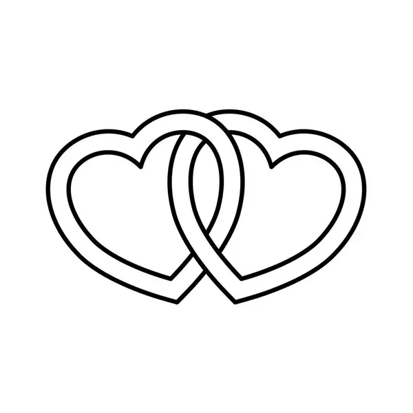 Birbirine dolanmış iki kalp. Vektör illüstrasyonu