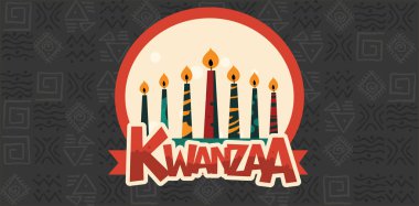  Mutlu Kwanzaa bayrağı. Vektör illüstrasyonu
