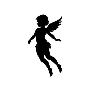Bir meleğin silueti, Aşk Tanrısı - vektör çizimi. 