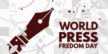 Dünya Basın Özgürlüğü Günü - afiş, kart, arkaplan - vektör illüstrasyonu . 