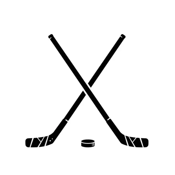 Hokey mi? İki çapraz hokey sopası ve puck - vektör çizimi 