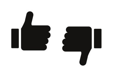 Baş parmak yukarı ve düz vektör simgesini aşağı bas. Vektör illüstrasyonu