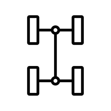 Araba tekerleği, şasi, hizalama - vektör simgesi. Vektör illüstrasyonu