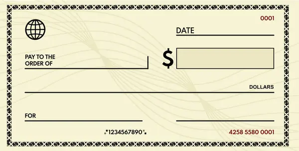 Yazmak için boş yeri olan boş bir çek. boş kontrol - vektör illüstrasyonu 