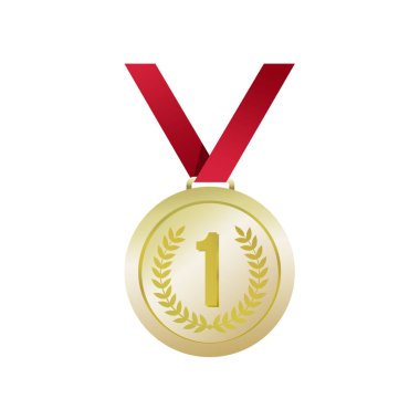 gold medal with ribbon. Vector illustration