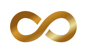 Altın sonsuzluk sembolü. Vektör illüstrasyonu