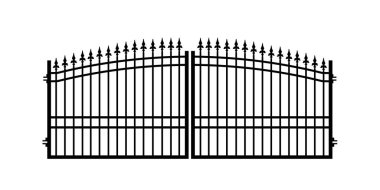 İşlenmiş demir kapının silueti. Vektör illüstrasyonu