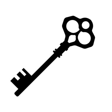 Eski anahtar silueti - vektör çizimi. Vektör illüstrasyonu