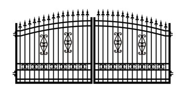 İşlenmiş demir kapının silueti. Vektör illüstrasyonu