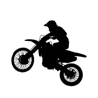 Motosikletli siluet, enduro kros motosiklet, motokros, çapraz bisiklet - vektör illüstrasyonu . 