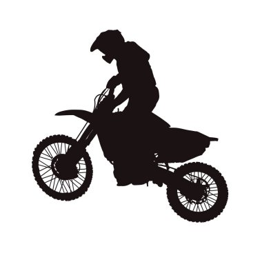 Motosikletli siluet, enduro kros motosiklet, motokros, çapraz bisiklet - vektör illüstrasyonu . 