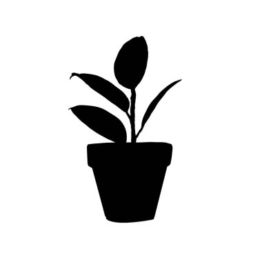 Saksı bitkisi silueti, fitil silueti. Vektör illüstrasyonu