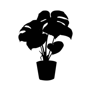 Saksı bitkisi silueti, canavar silueti - vektör çizimi 