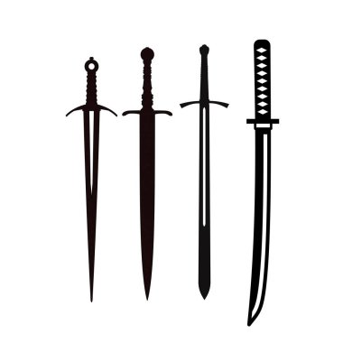 Kılıç silueti seti - vektör çizimi. Vektör illüstrasyonu