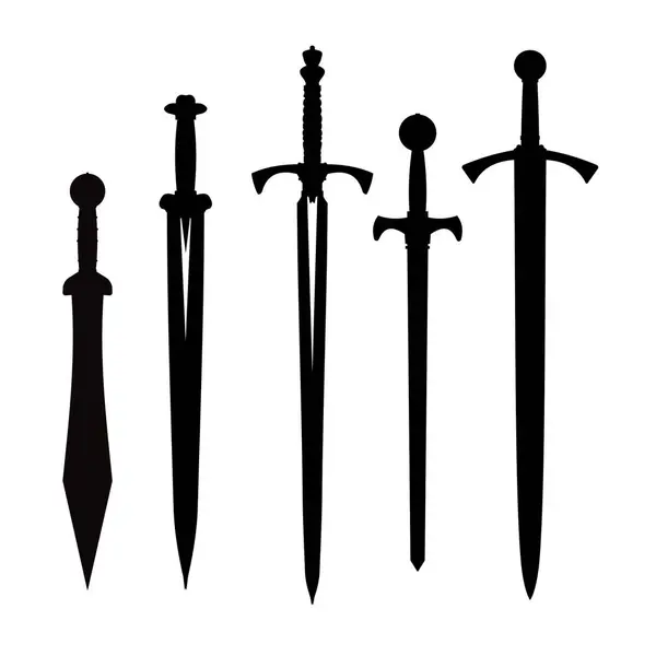 Kılıç silueti seti - vektör çizimi. Vektör illüstrasyonu