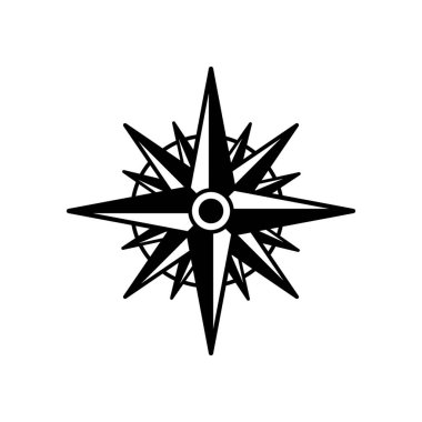 Pusula, rüzgar gülü, dünya yön simgesi. Vektör illüstrasyonu