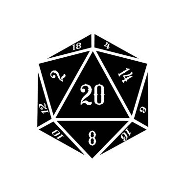 Zar d20, zar rpg. Vektör illüstrasyonu