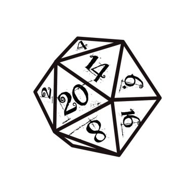 Zar d20, zar rpg. Vektör illüstrasyonu