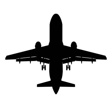 Yolcu uçağı silueti. Vektör illüstrasyonu