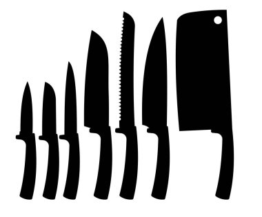 Mutfak bıçakları siluetleri - vektör illüstrasyonu . 