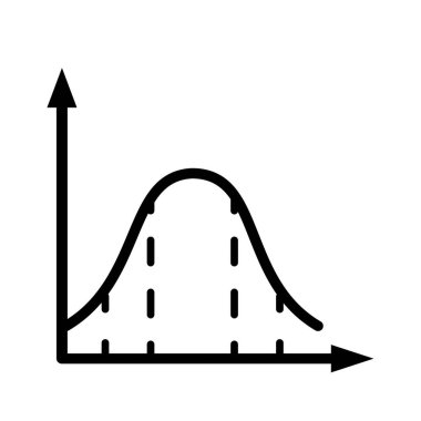 Gauss eğrisi, normal olasılık dağılımı, grafik - vektör simgesi. Vektör illüstrasyonu